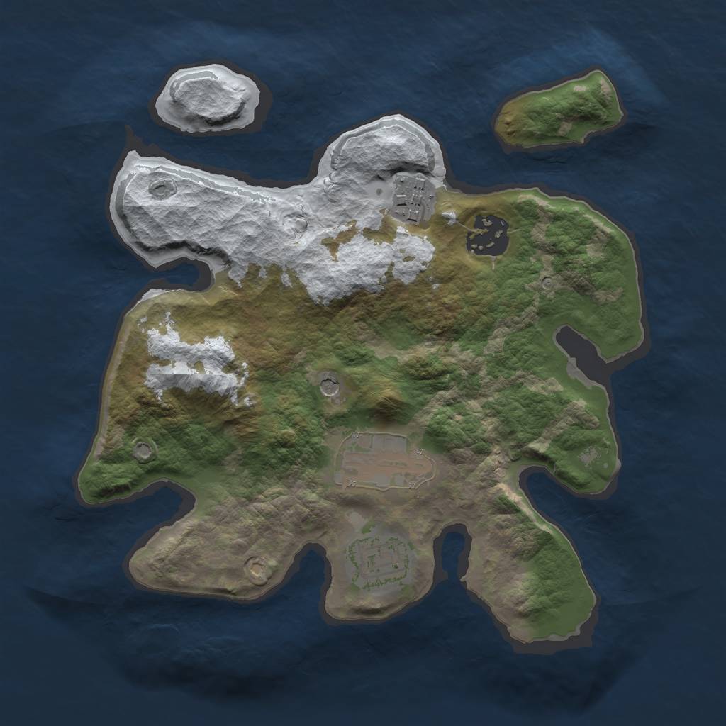 Rust Map: Barren, Size: 2500, Seed: 81121, 7 Monuments