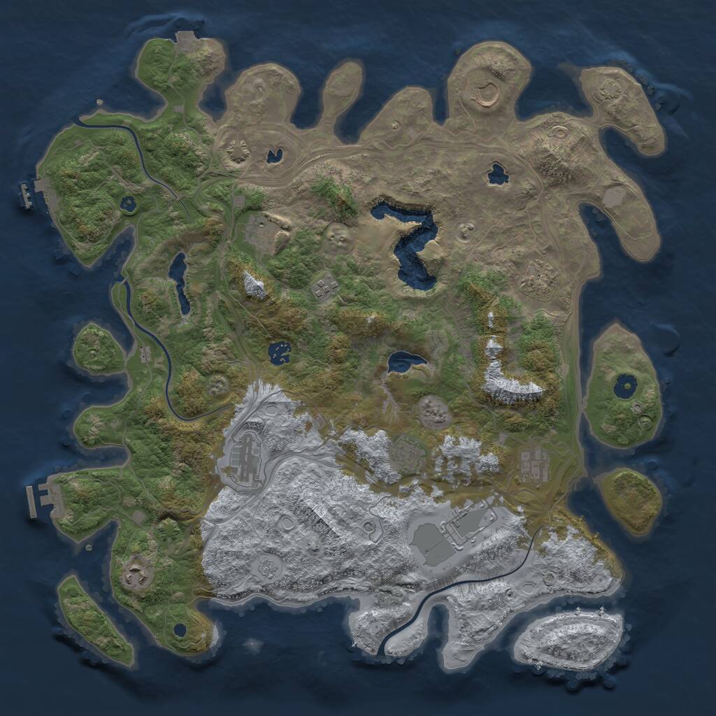 Rust Map: Procedural Map, Size: 4500, Seed: 36434363, 16 Monuments