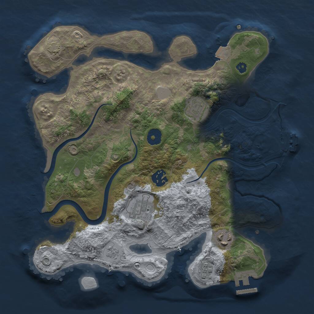 Rust Map: Procedural Map, Size: 3000, Seed: 432596374, 11 Monuments