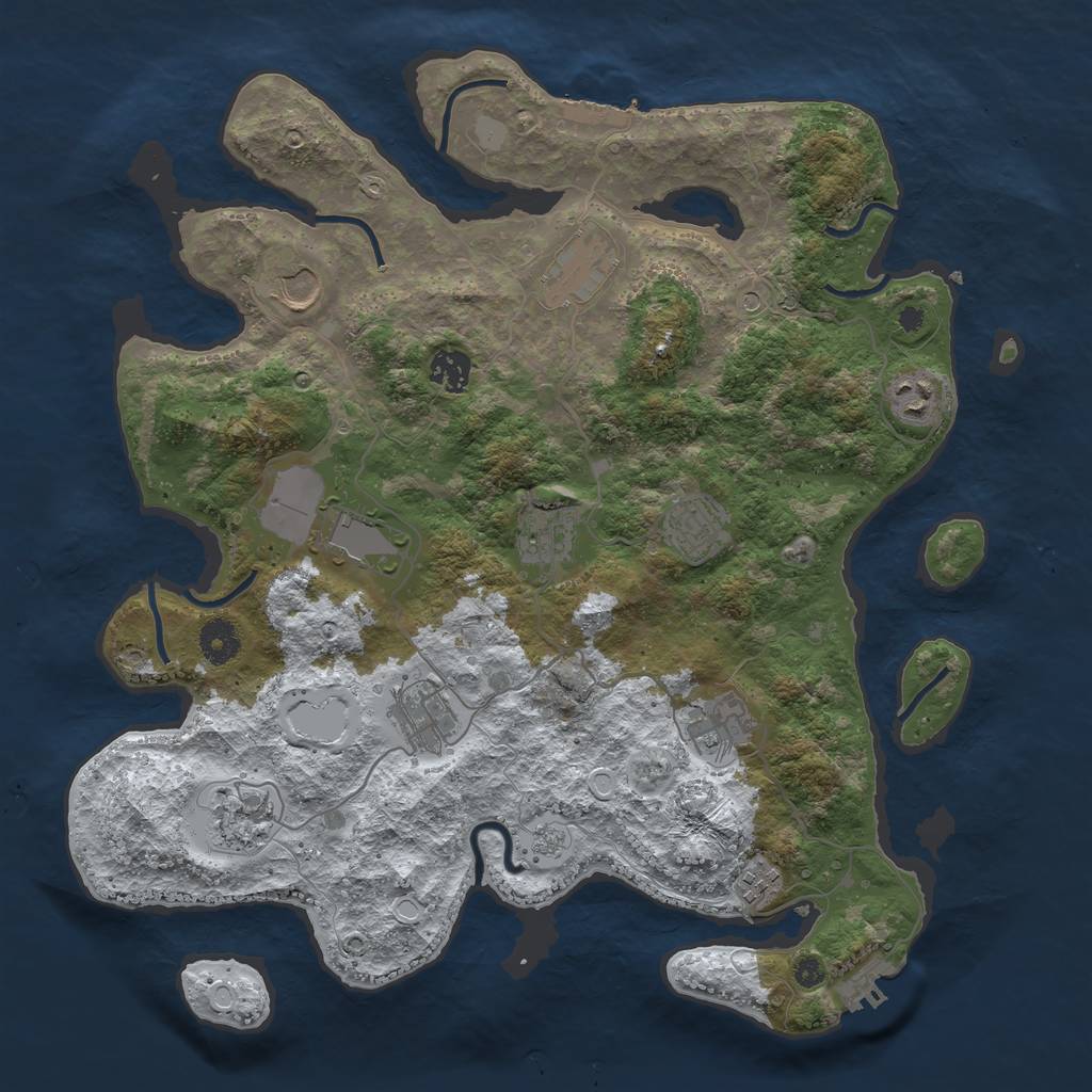 Rust Map: Procedural Map, Size: 3850, Seed: 240317945, 20 Monuments