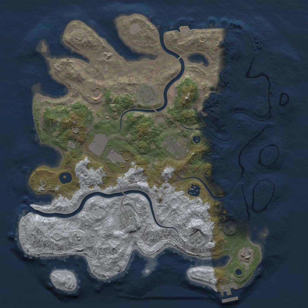 Rust Map: Procedural Map, Size: 3850, Seed: 240317945, 14 Monuments