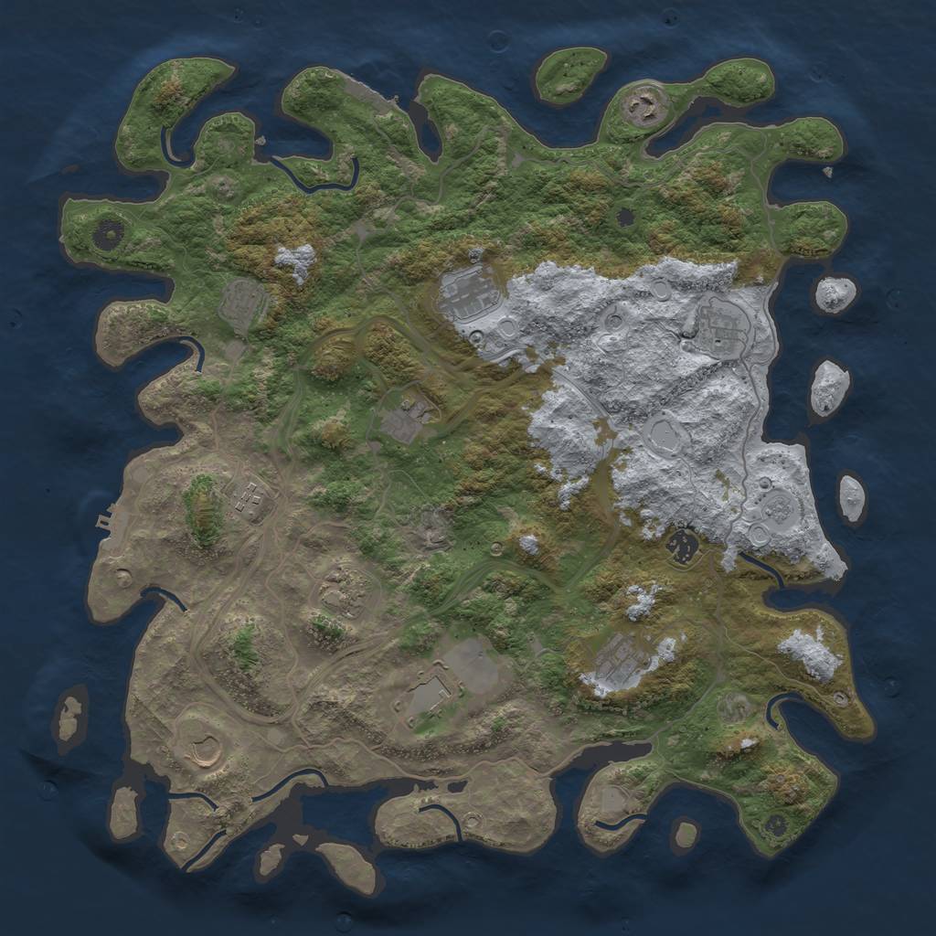 Rust Map: Procedural Map, Size: 4500, Seed: 1809488647, 18 Monuments