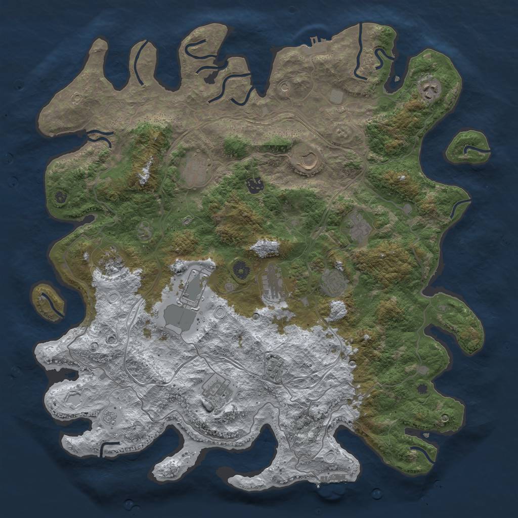 Rust Map: Procedural Map, Size: 4500, Seed: 441850397, 20 Monuments