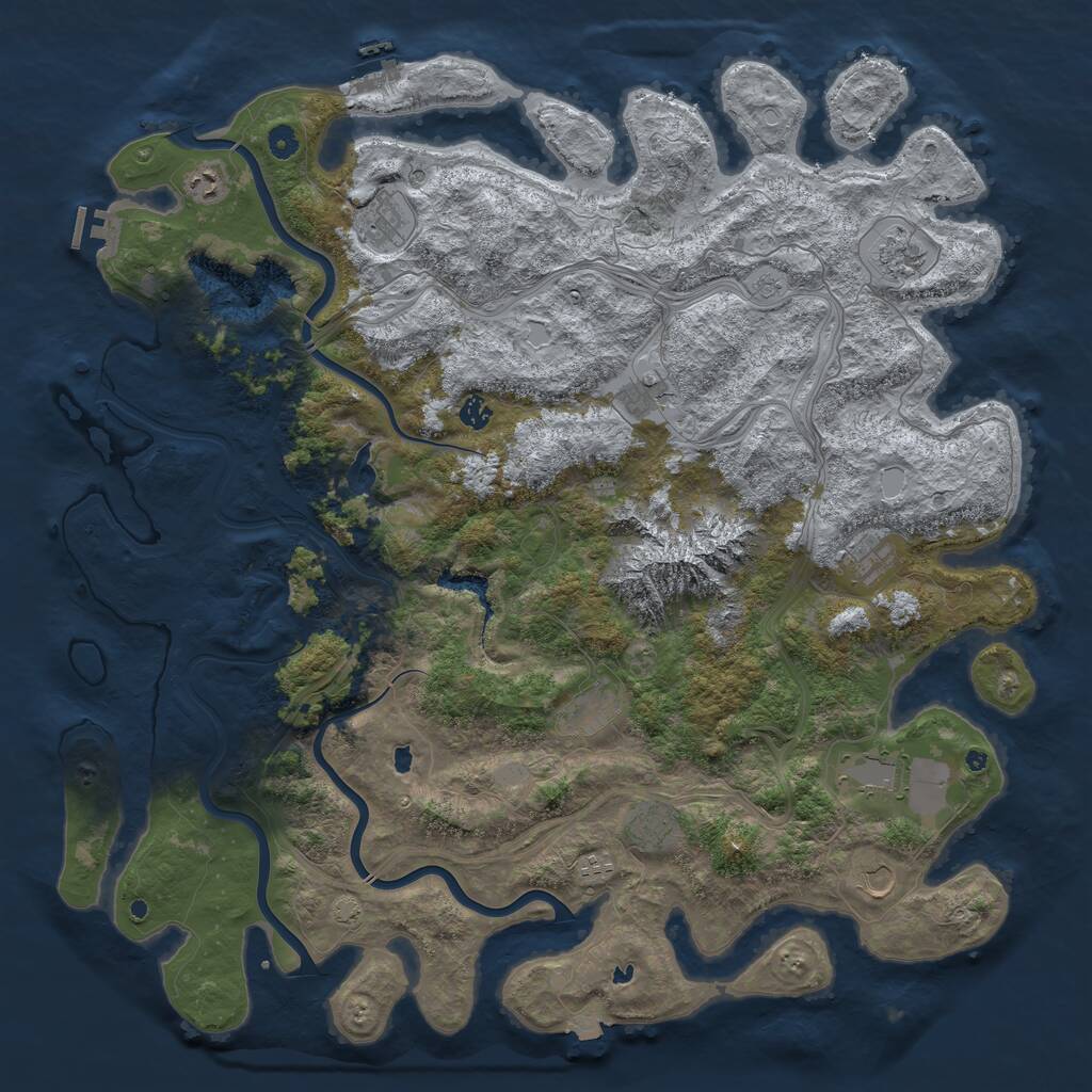 Rust Map: Procedural Map, Size: 5120, Seed: 245072631, 17 Monuments