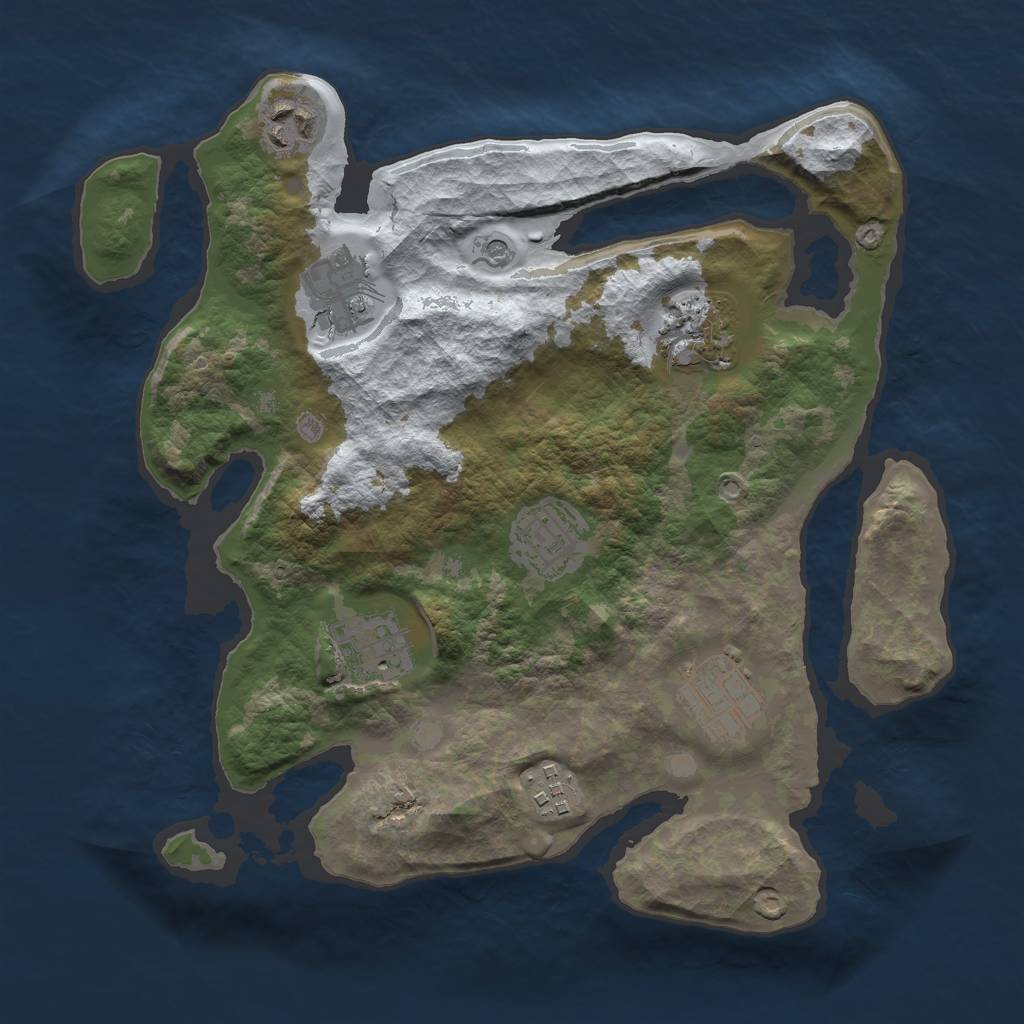 Rust Map: Barren, Size: 3000, Seed: 2050555439, 10 Monuments