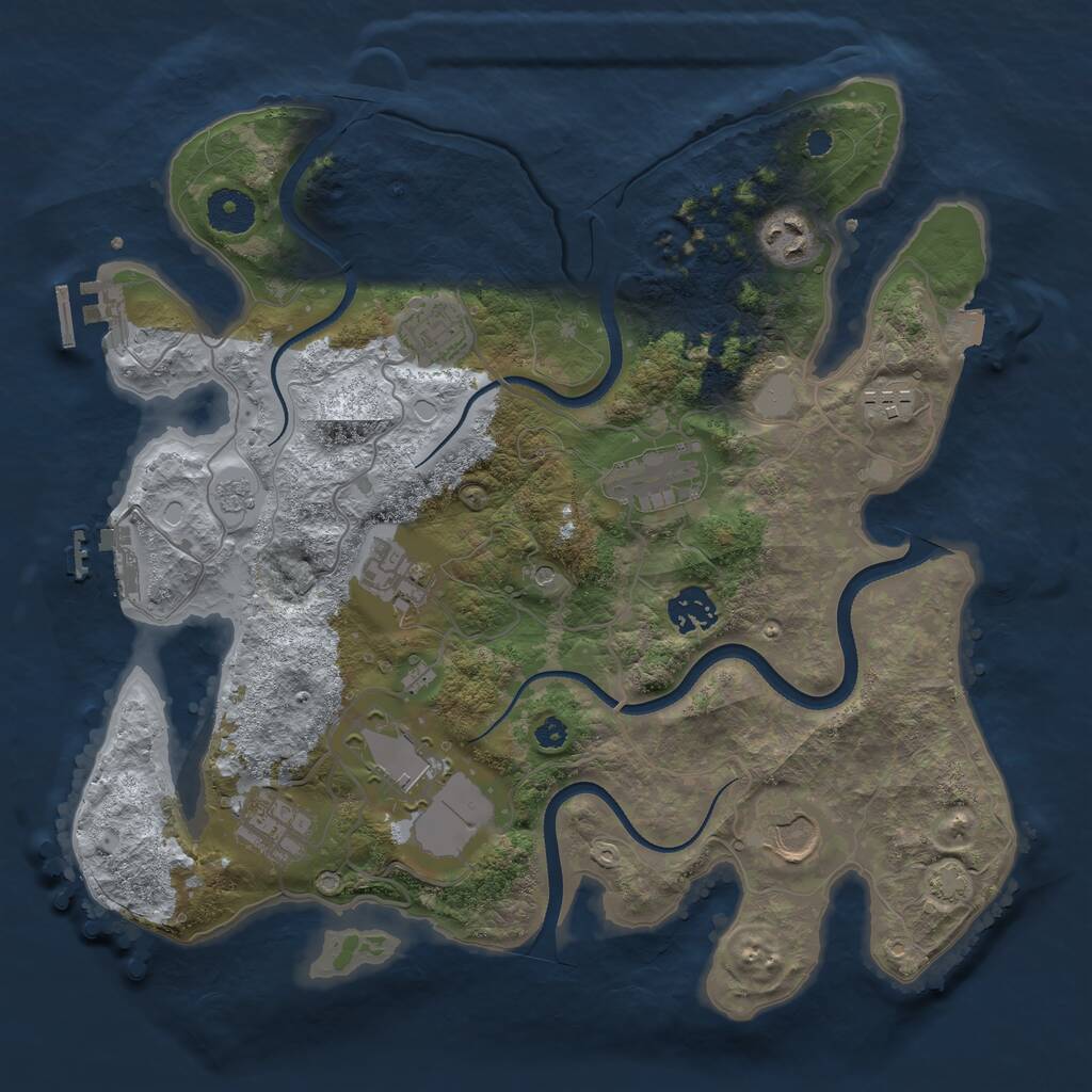 Rust Map: Procedural Map, Size: 3500, Seed: 85745, 15 Monuments