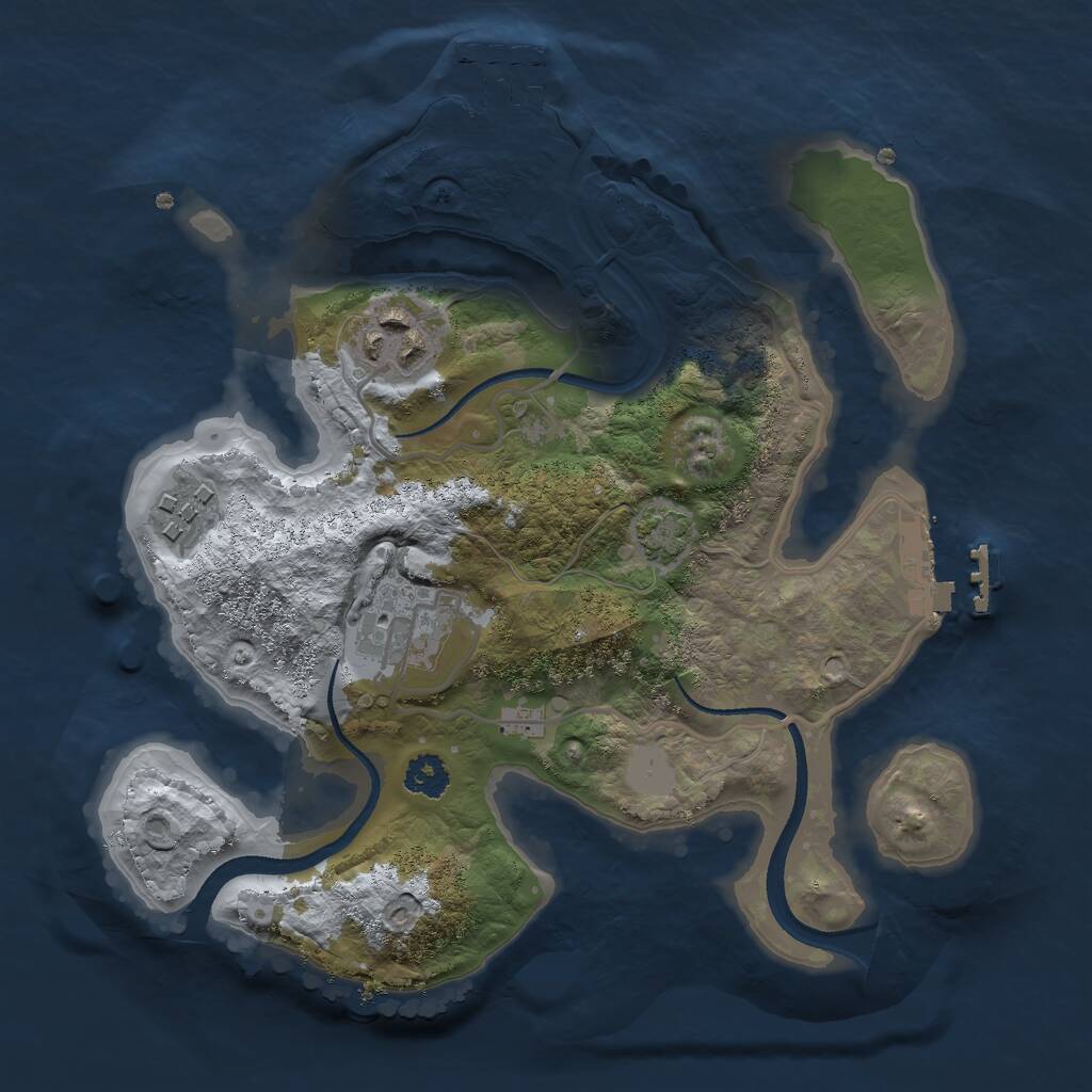 Rust Map: Procedural Map, Size: 2500, Seed: 33268453, 7 Monuments