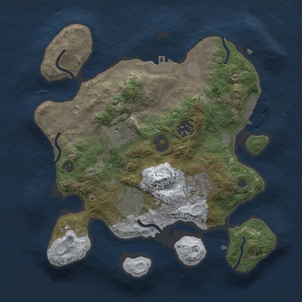 Rust Map: Procedural Map, Size: 2750, Seed: 2050068679, 11 Monuments