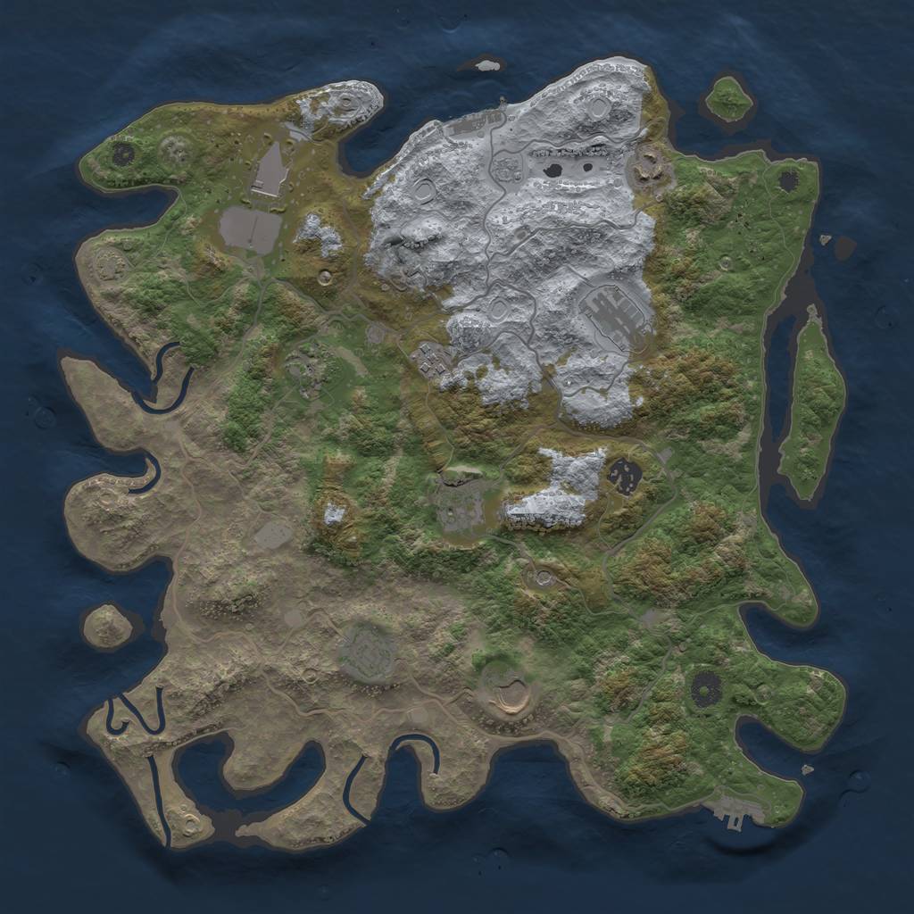 Rust Map: Procedural Map, Size: 4000, Seed: 524313057, 17 Monuments