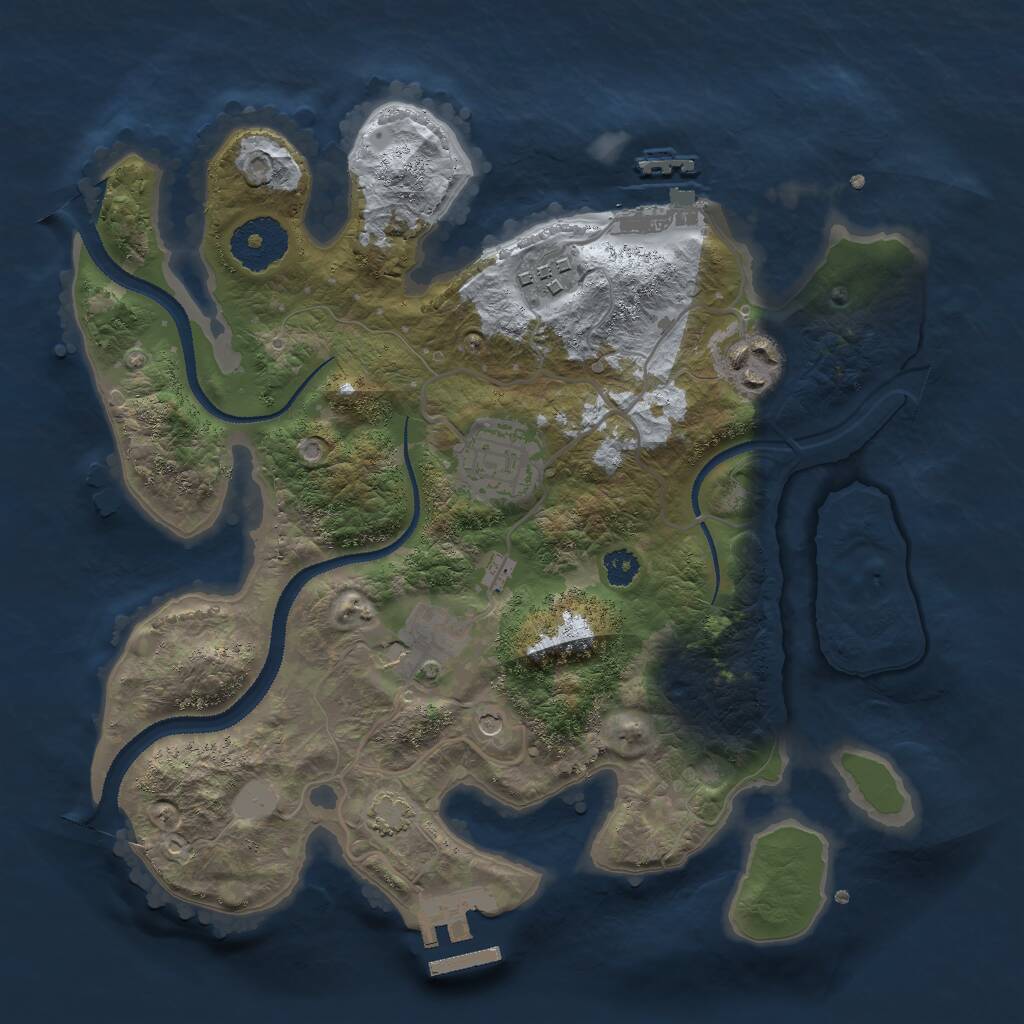 Rust Map: Procedural Map, Size: 2850, Seed: 2117020283, 9 Monuments