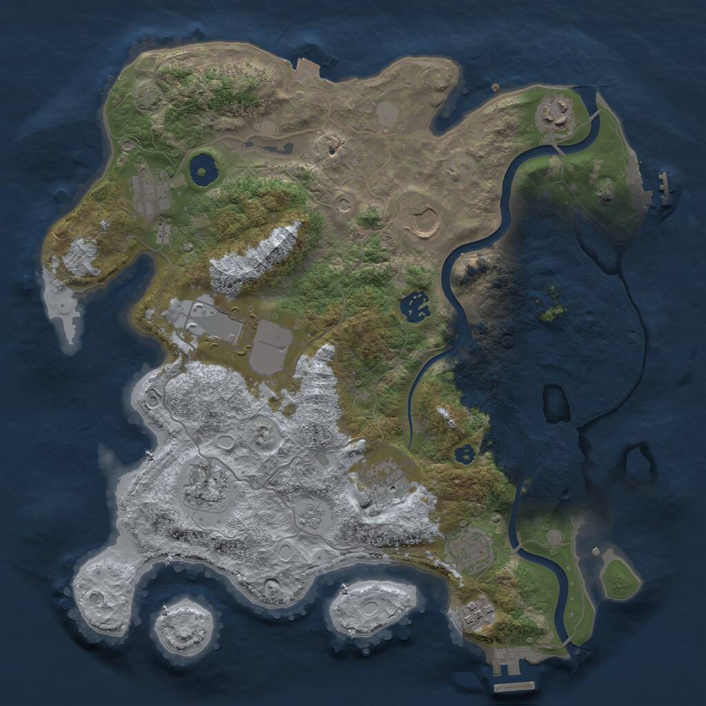 Rust Map: Procedural Map, Size: 3500, Seed: 1057, 15 Monuments