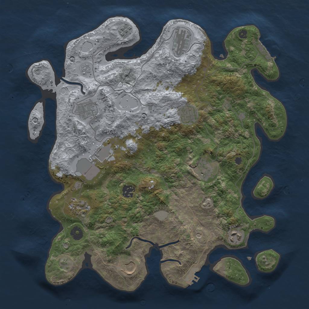 Rust Map: Procedural Map, Size: 3600, Seed: 16841509, 17 Monuments