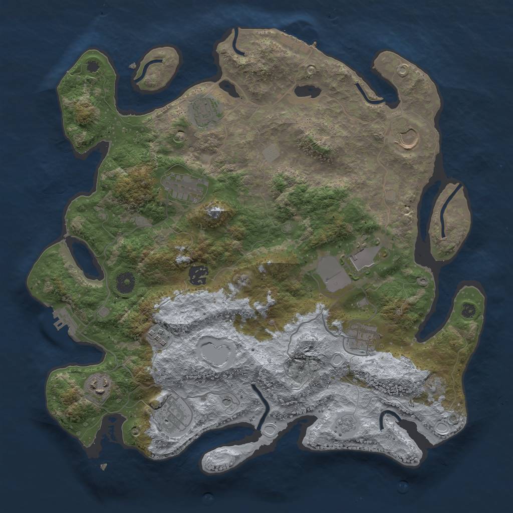 Rust Map: Procedural Map, Size: 3750, Seed: 2645456, 18 Monuments