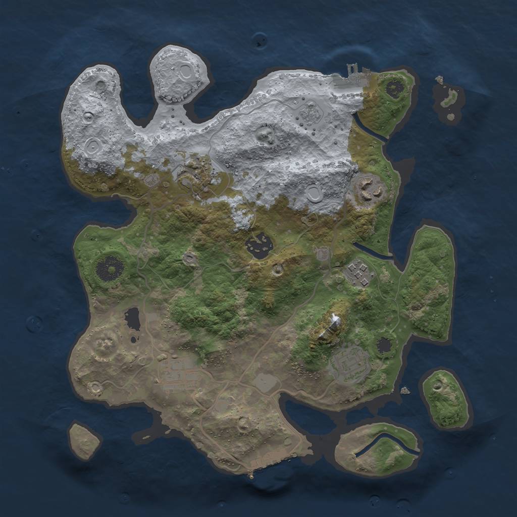 Rust Map: Procedural Map, Size: 3000, Seed: 1052327205, 14 Monuments
