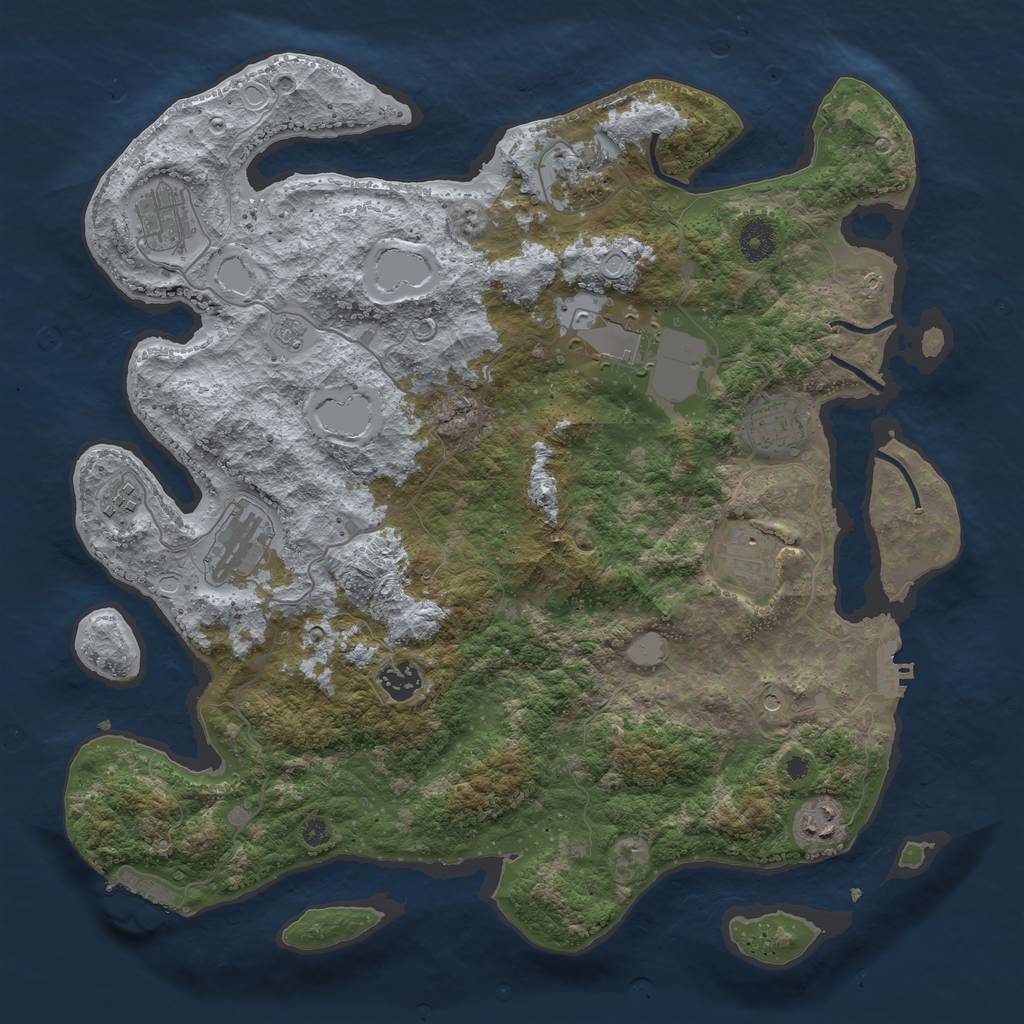 Rust Map: Procedural Map, Size: 3900, Seed: 72691483, 16 Monuments