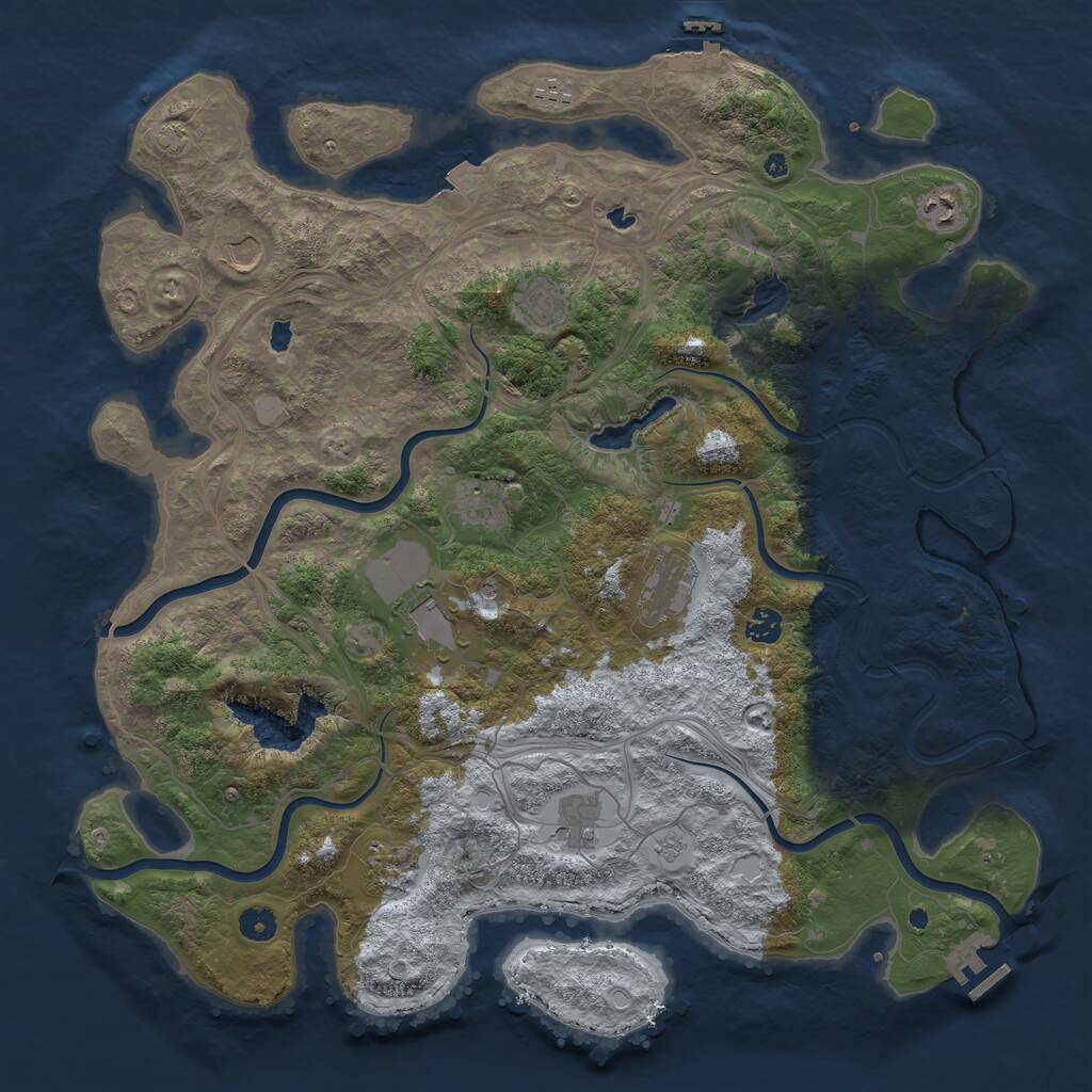 Rust Map: Procedural Map, Size: 4500, Seed: 1402838025, 16 Monuments