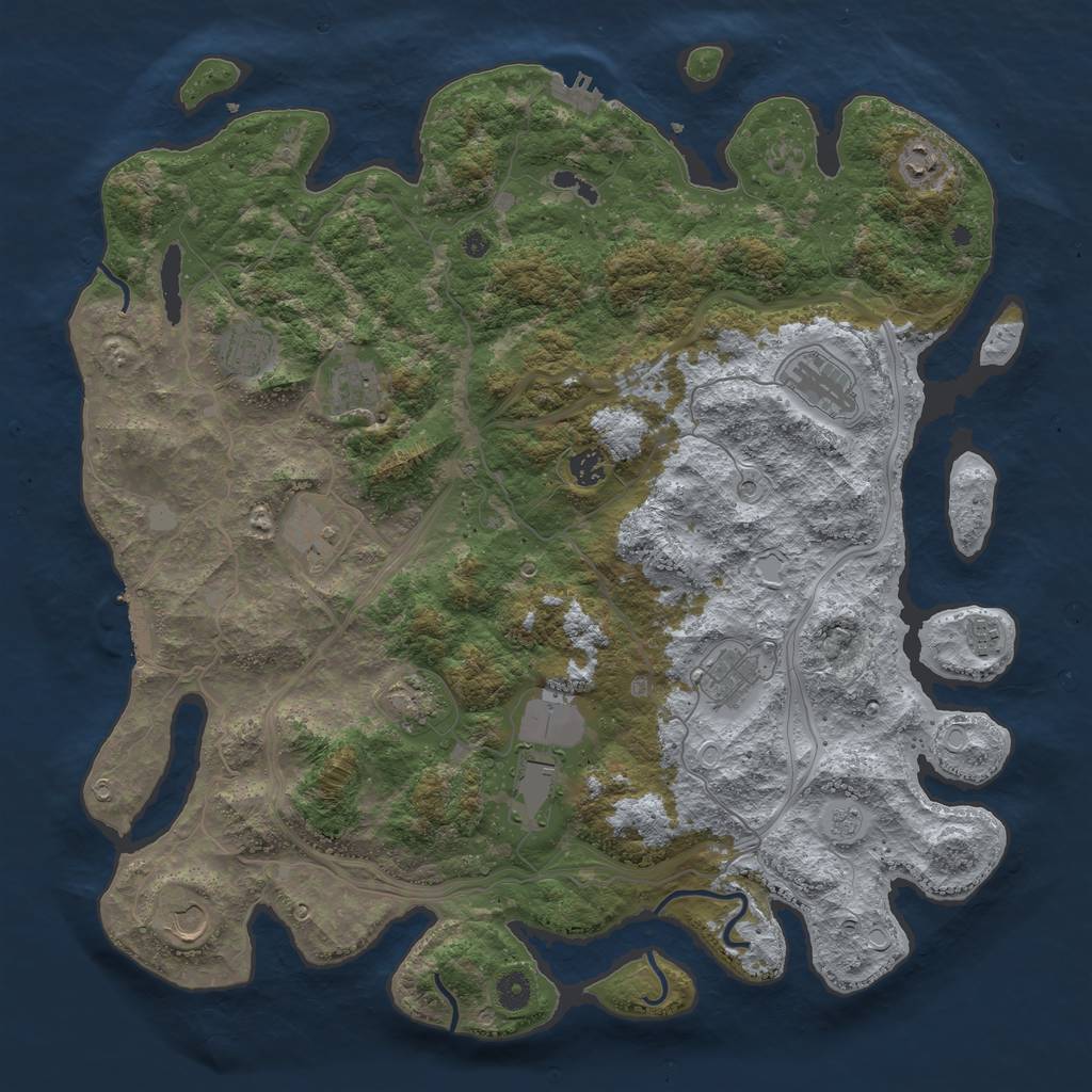 Rust Map: Procedural Map, Size: 4500, Seed: 432423, 20 Monuments