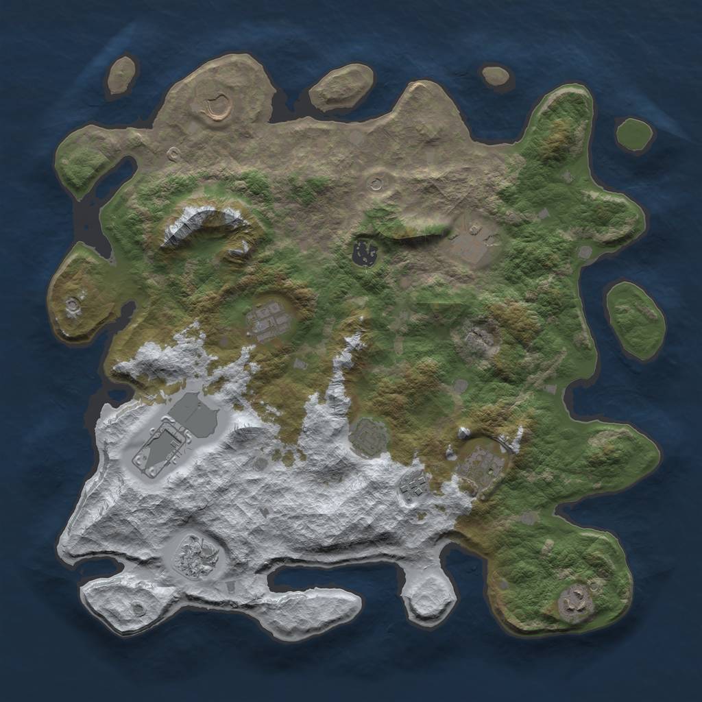 Rust Map: Barren, Size: 4000, Seed: 2872, 13 Monuments