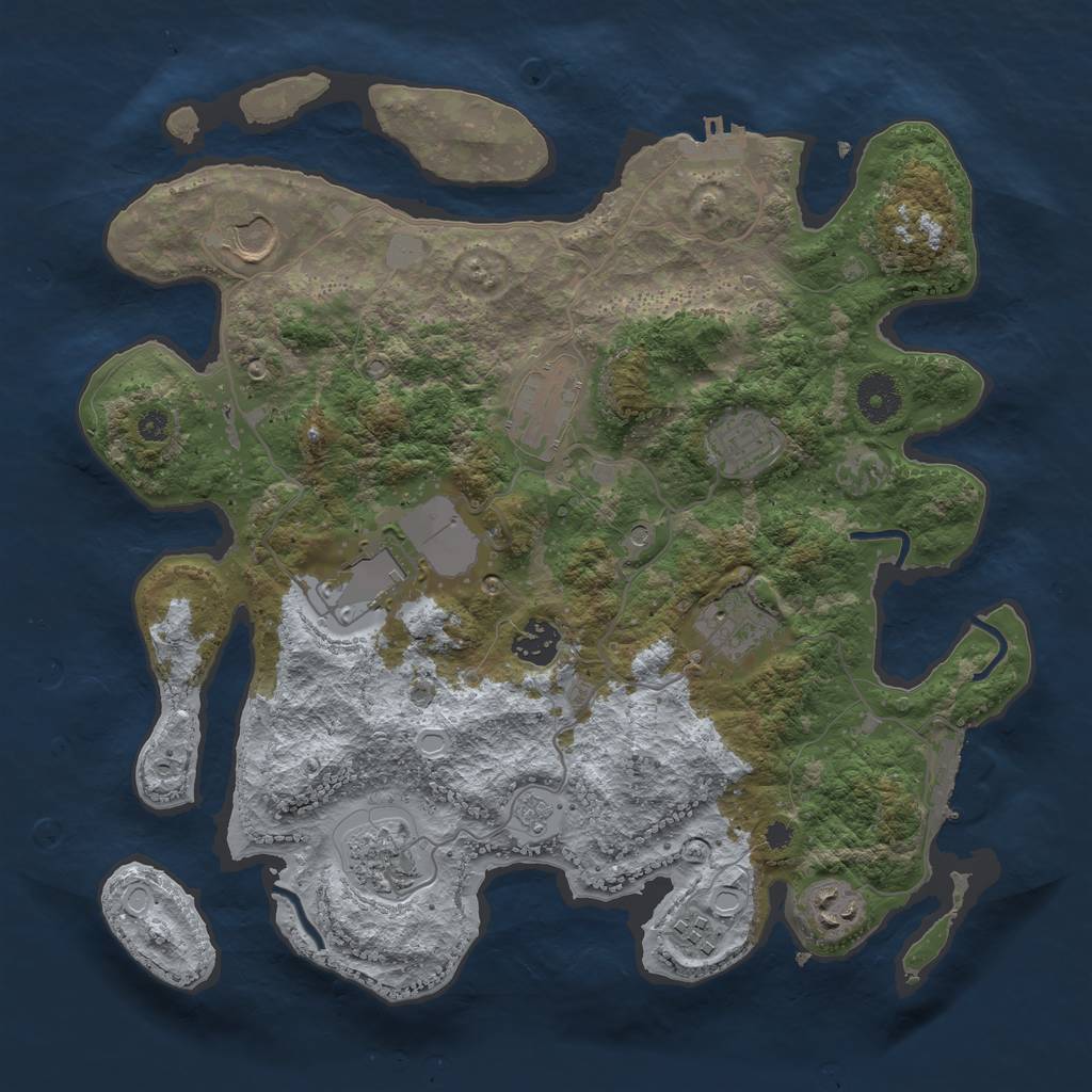 Rust Map: Procedural Map, Size: 3550, Seed: 1624834255, 18 Monuments