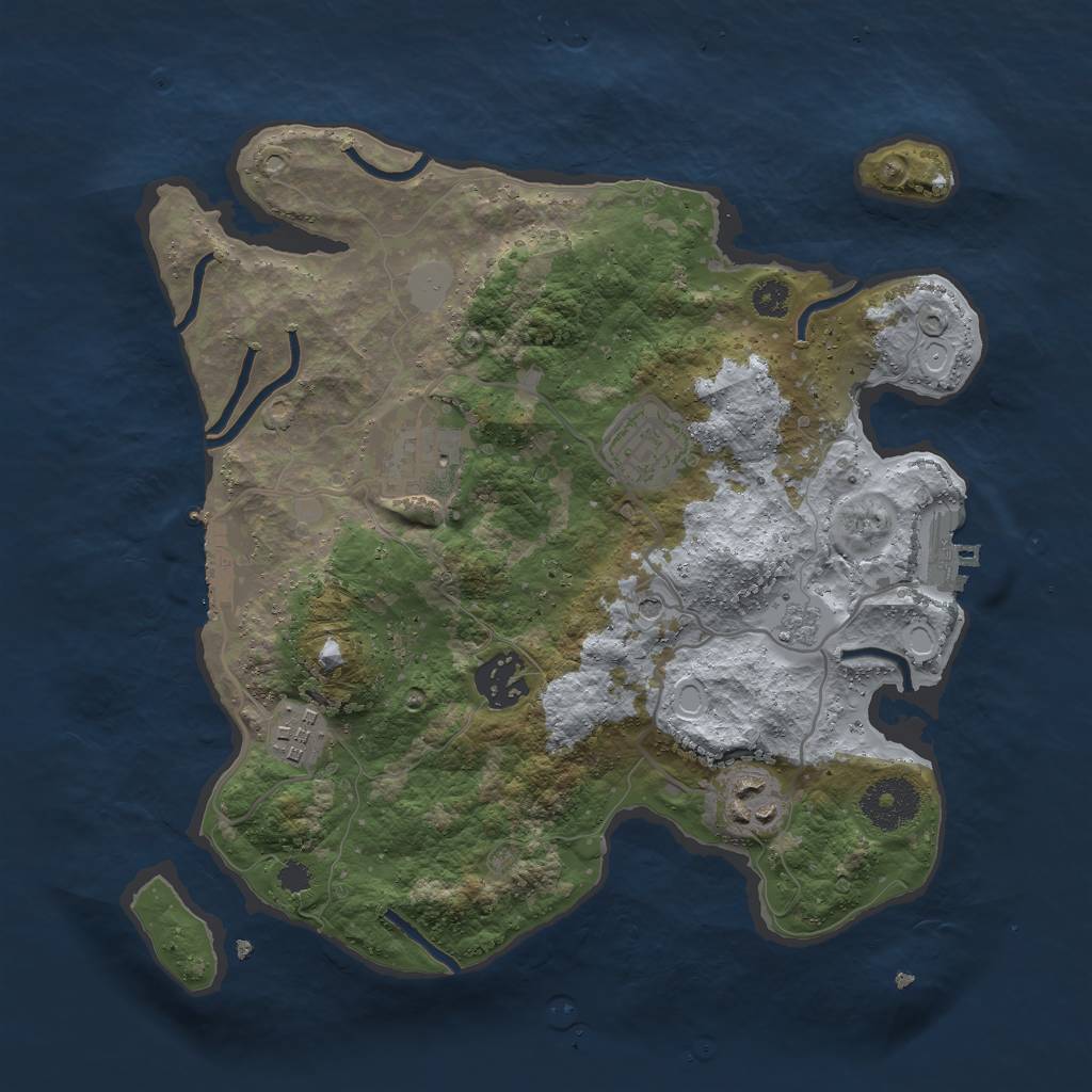 Rust Map: Procedural Map, Size: 3000, Seed: 1104086151, 12 Monuments