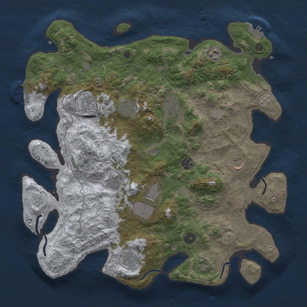 Rust Map: Procedural Map, Size: 4000, Seed: 1697474632, 20 Monuments