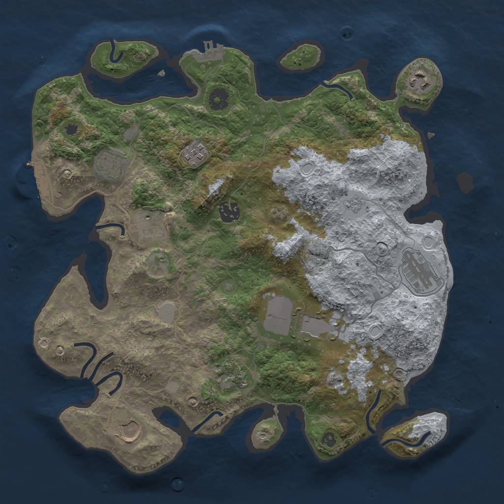 Rust Map: Procedural Map, Size: 3500, Seed: 1550, 15 Monuments