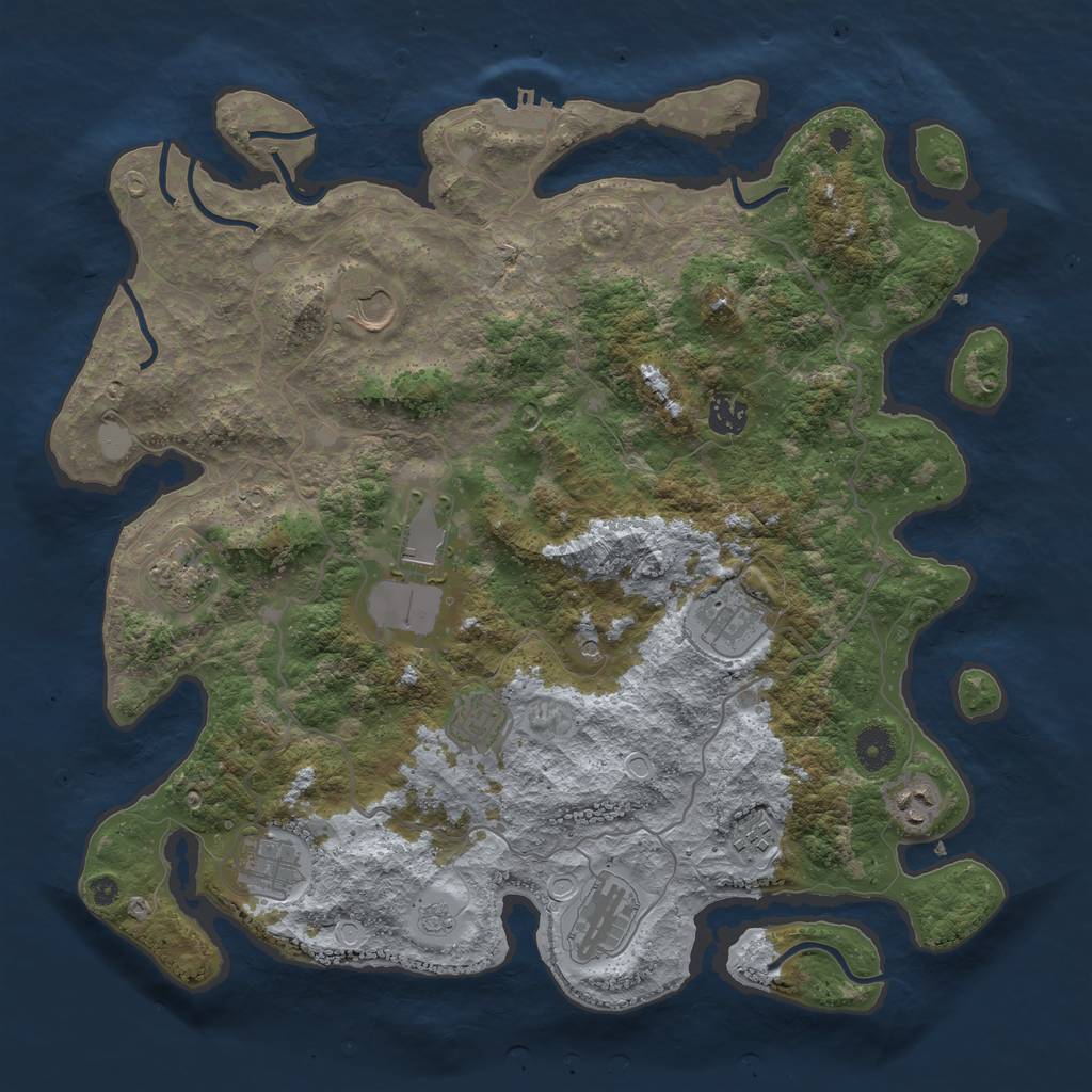 Rust Map: Procedural Map, Size: 4000, Seed: 496216224, 18 Monuments