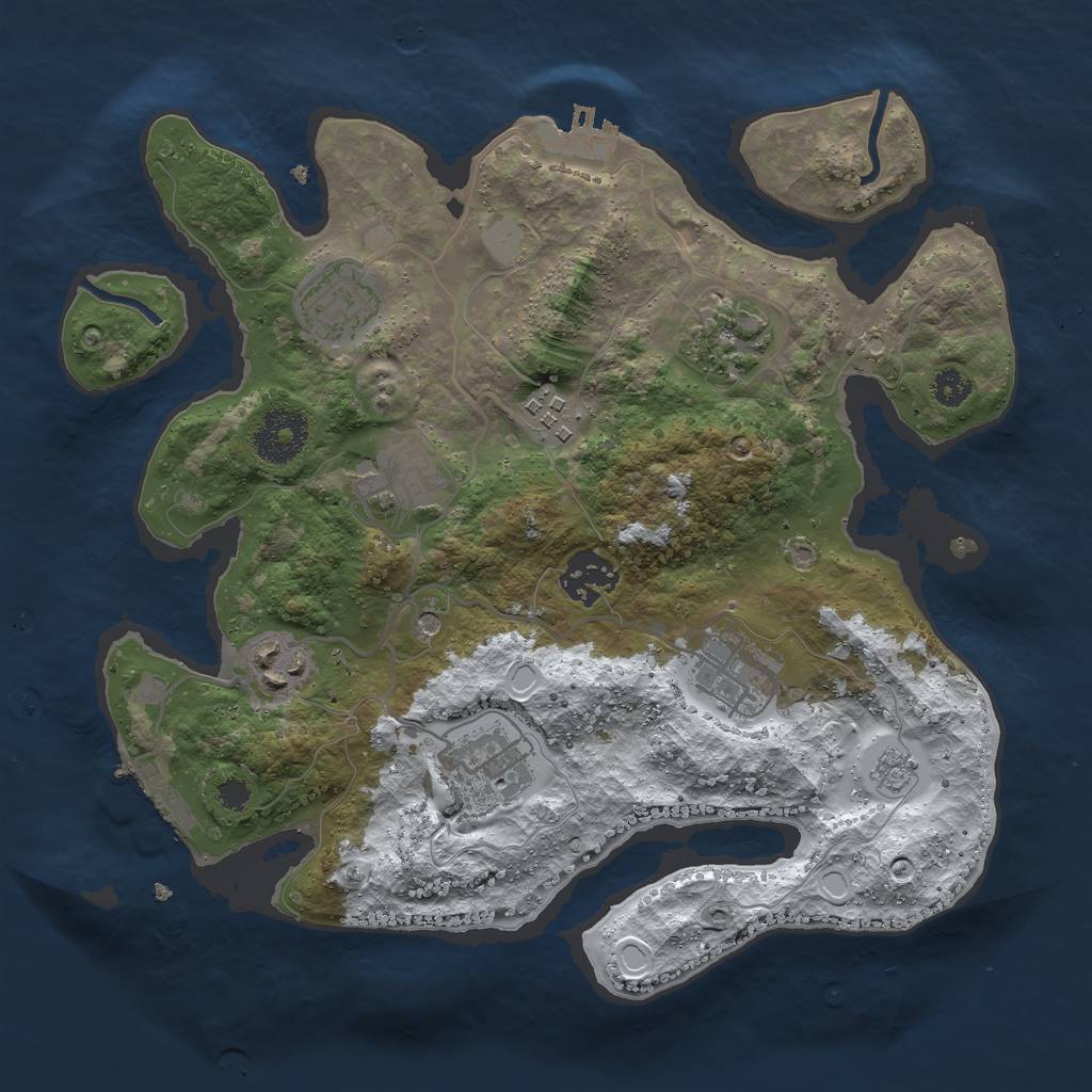 Rust Map: Procedural Map, Size: 3000, Seed: 1231934381, 17 Monuments