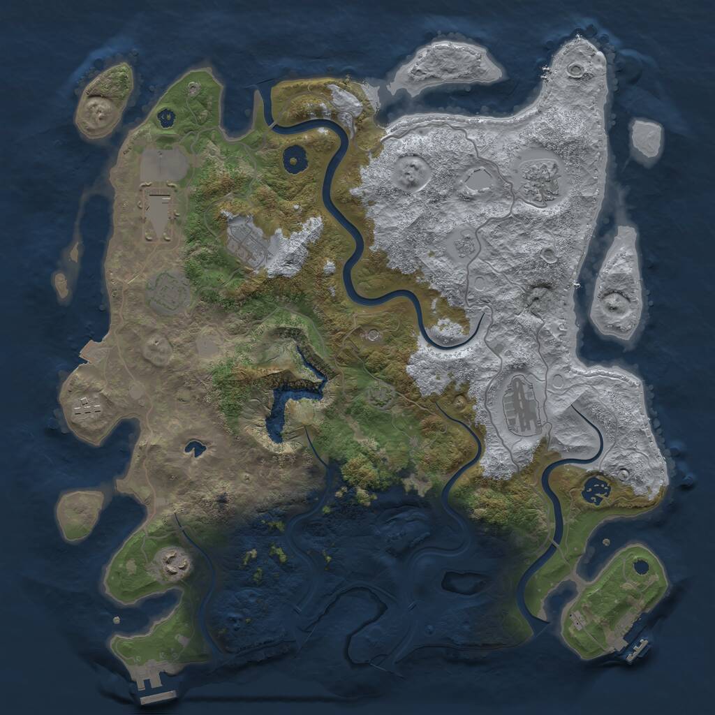 Rust Map: Procedural Map, Size: 4000, Seed: 1140452718, 14 Monuments
