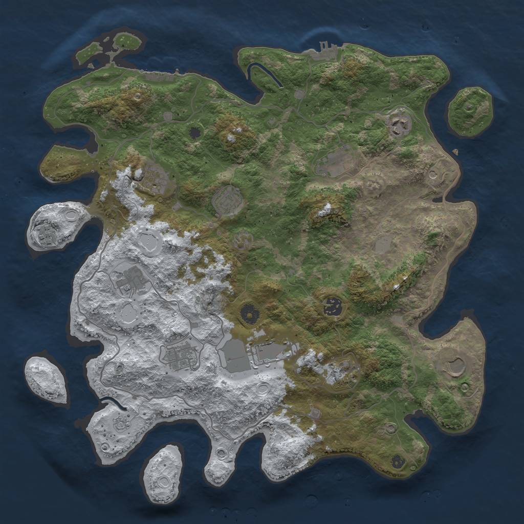 Rust Map: Procedural Map, Size: 4096, Seed: 747707377, 20 Monuments