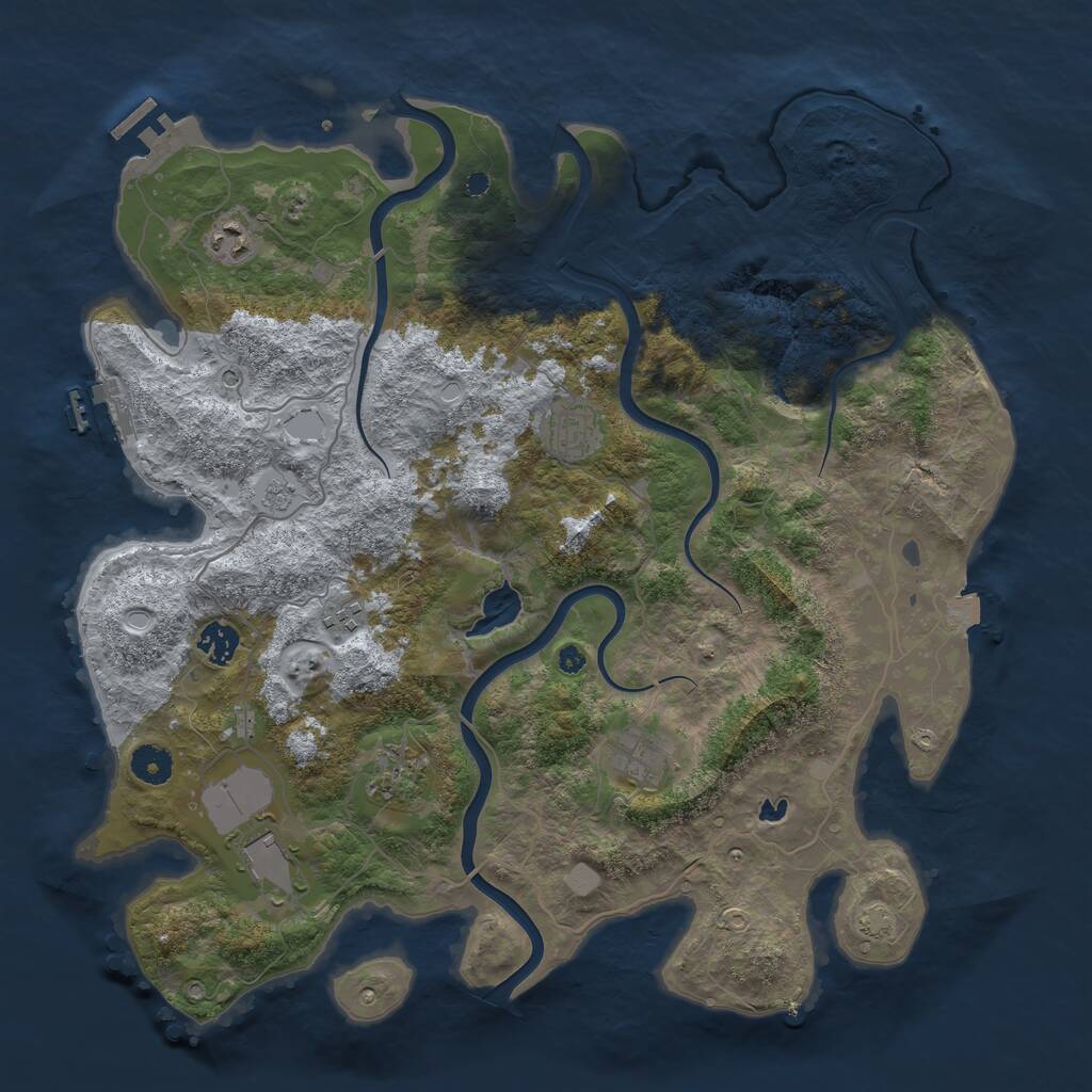 Rust Map: Procedural Map, Size: 4050, Seed: 374611959, 13 Monuments