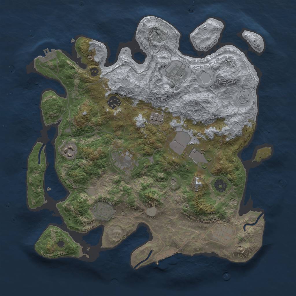 Rust Map: Procedural Map, Size: 3500, Seed: 1357292132, 17 Monuments