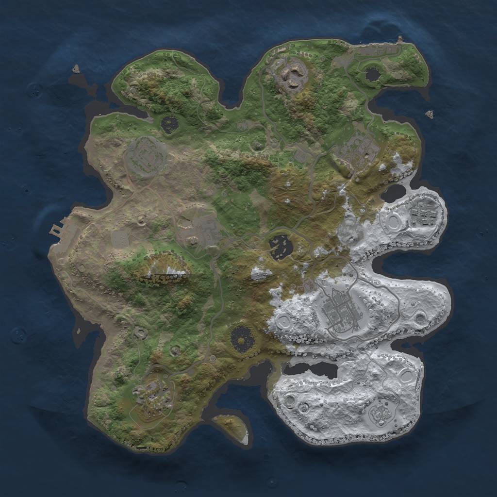 Rust Map: Procedural Map, Size: 3000, Seed: 1288306143, 16 Monuments
