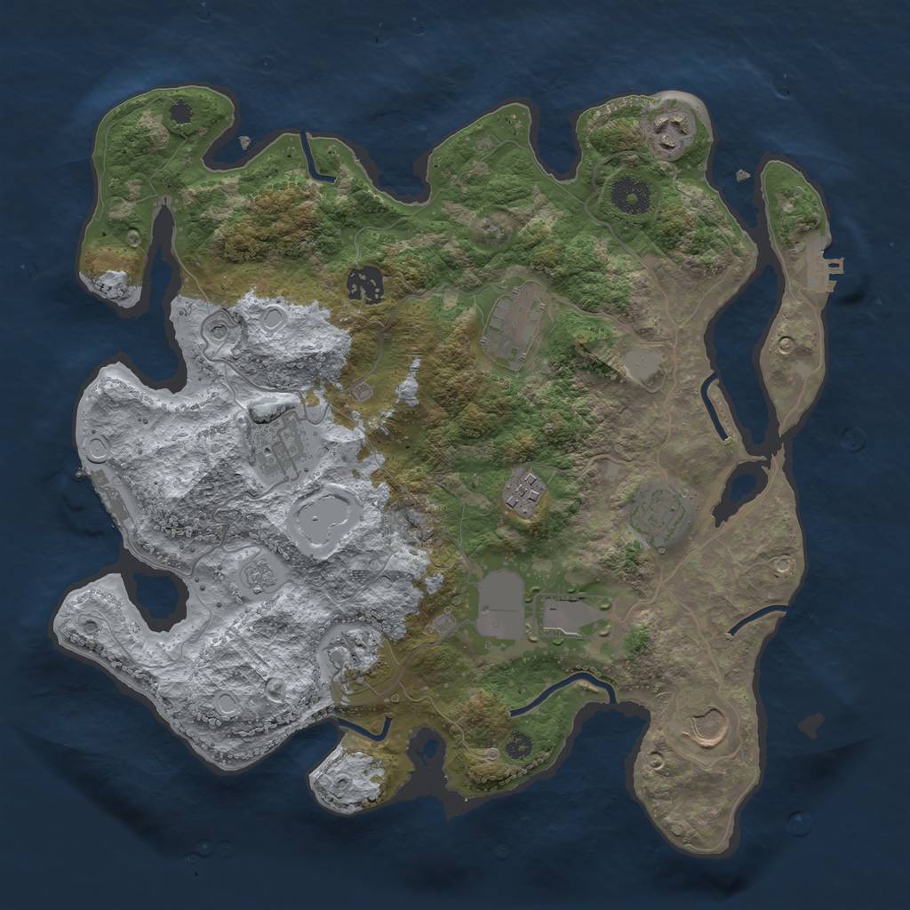 Rust Map: Procedural Map, Size: 3500, Seed: 53585457, 18 Monuments