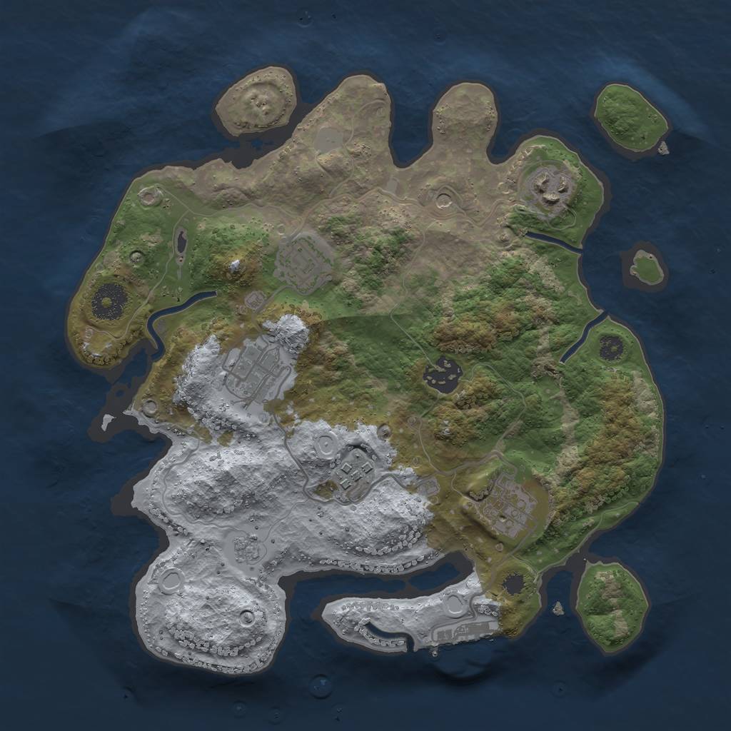 Rust Map: Procedural Map, Size: 3000, Seed: 751981301, 14 Monuments