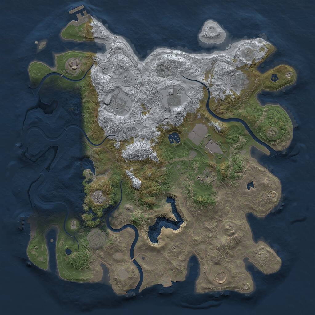 Rust Map: Procedural Map, Size: 4000, Seed: 1336922143, 16 Monuments
