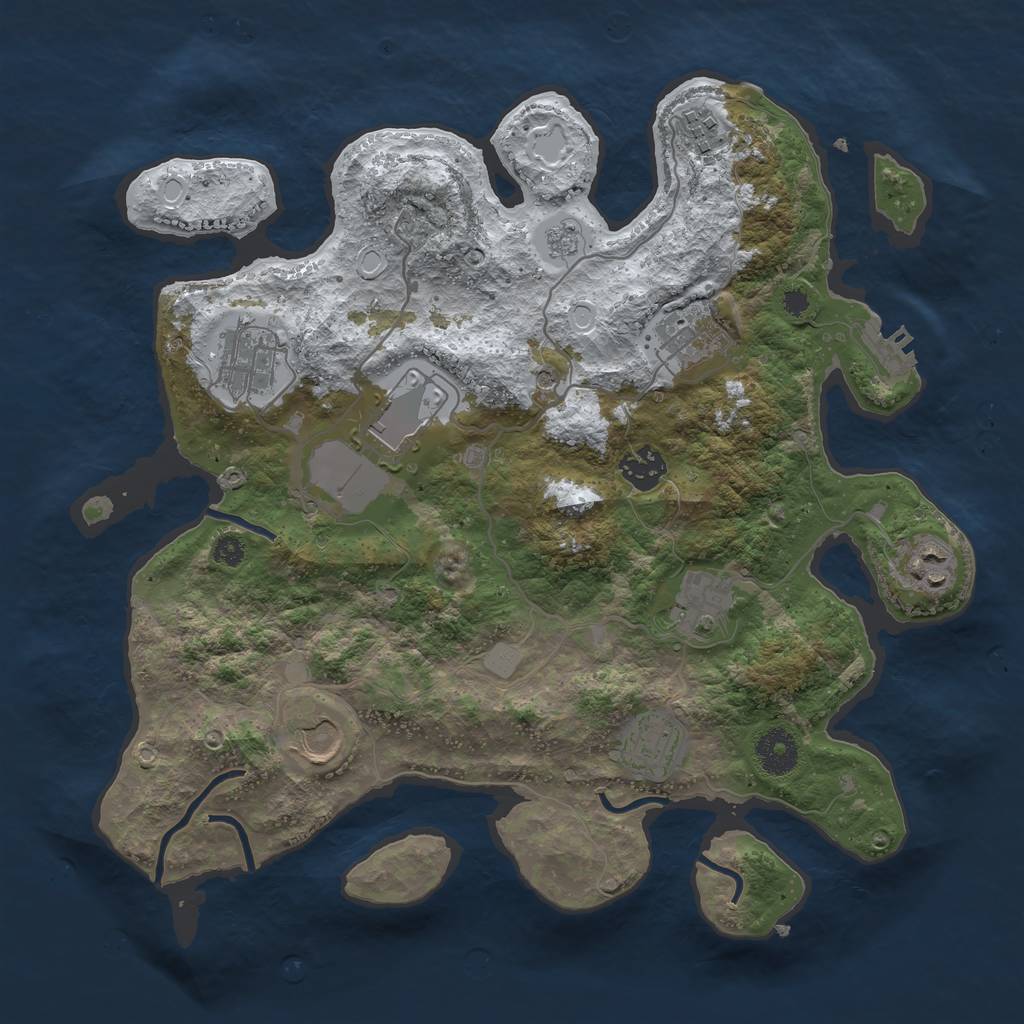Rust Map: Procedural Map, Size: 3500, Seed: 1062805628, 17 Monuments