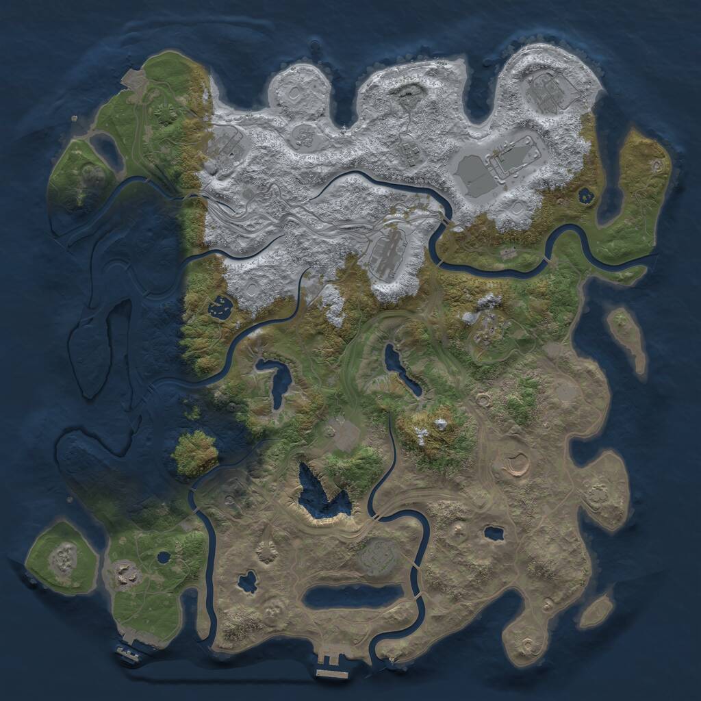 Rust Map: Procedural Map, Size: 4500, Seed: 1496707252, 17 Monuments