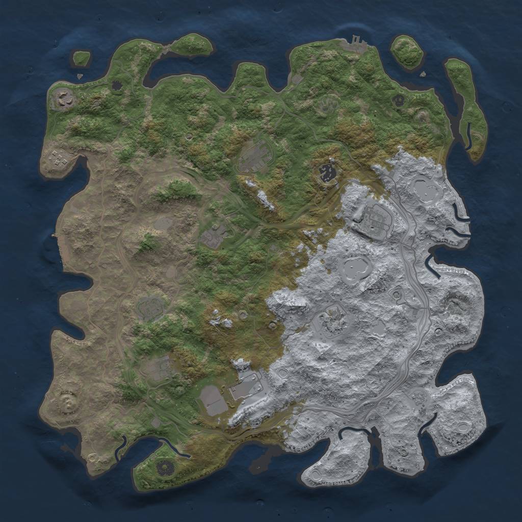 Rust Map: Procedural Map, Size: 4500, Seed: 768534, 17 Monuments
