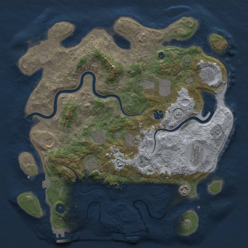 Rust Map: Procedural Map, Size: 3850, Seed: 1192967674, 16 Monuments
