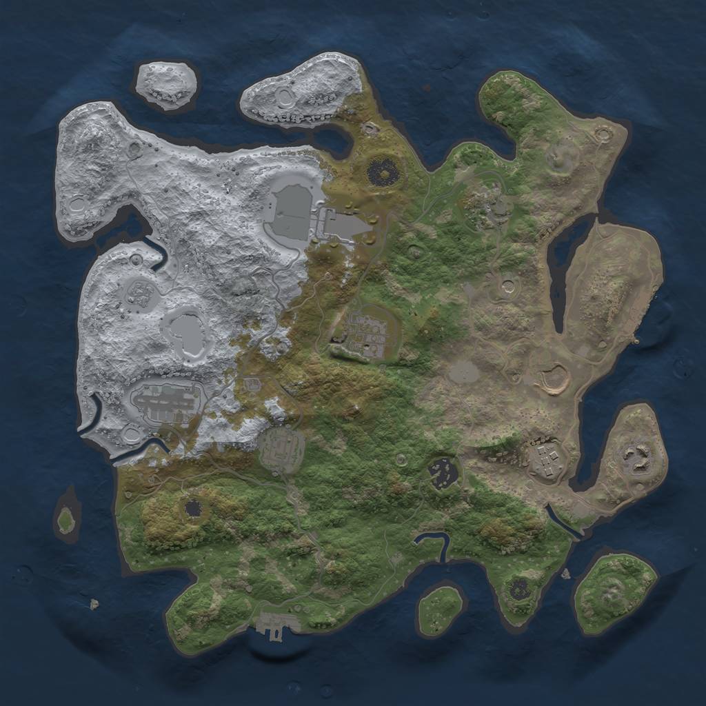 Rust Map: Procedural Map, Size: 3500, Seed: 37631, 18 Monuments