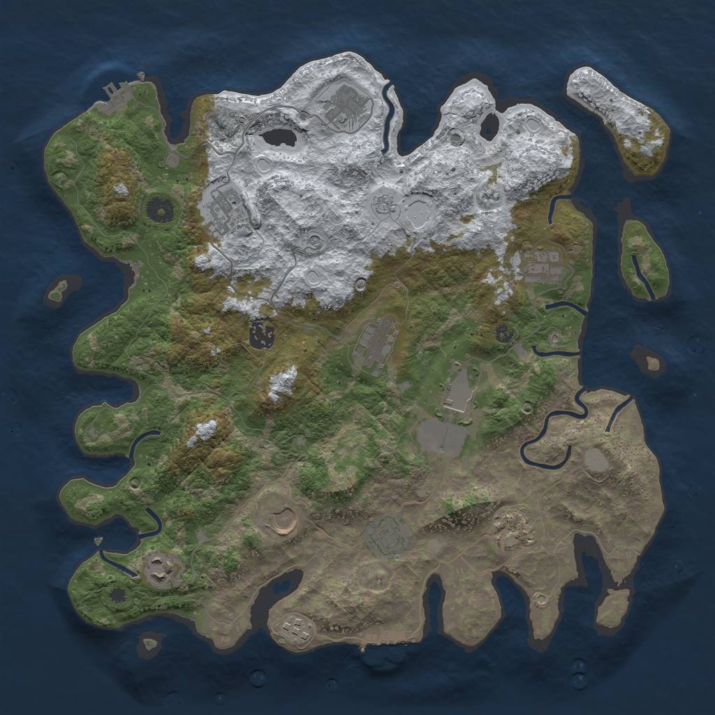 Rust Map: Procedural Map, Size: 3950, Seed: 1484381347, 20 Monuments