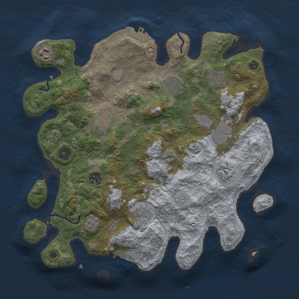 Rust Map: Procedural Map, Size: 3550, Seed: 1724565905, 18 Monuments