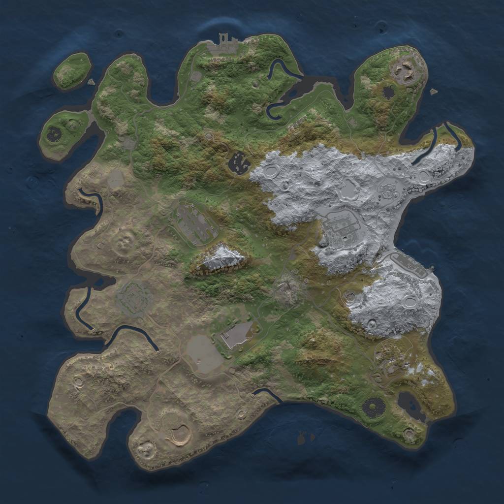 Rust Map: Procedural Map, Size: 3500, Seed: 1602261966, 17 Monuments