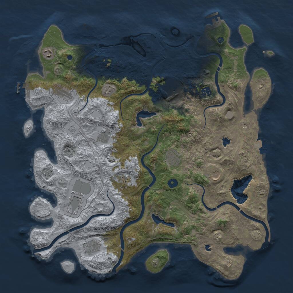 Rust Map: Procedural Map, Size: 4500, Seed: 10121991, 17 Monuments