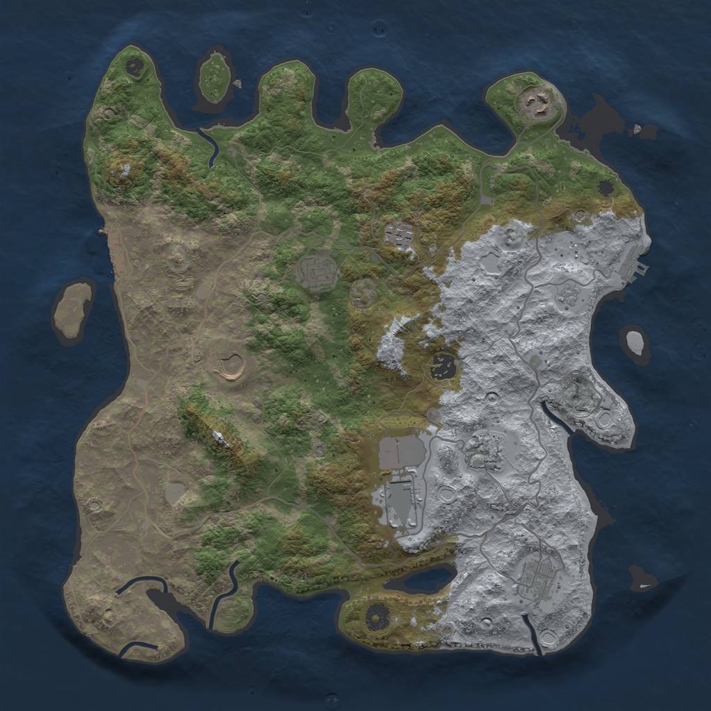 Rust Map: Procedural Map, Size: 4000, Seed: 144851023, 17 Monuments