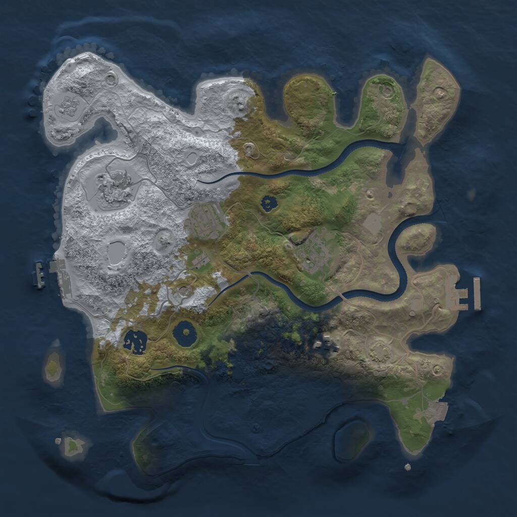 Rust Map: Procedural Map, Size: 3200, Seed: 37631, 11 Monuments