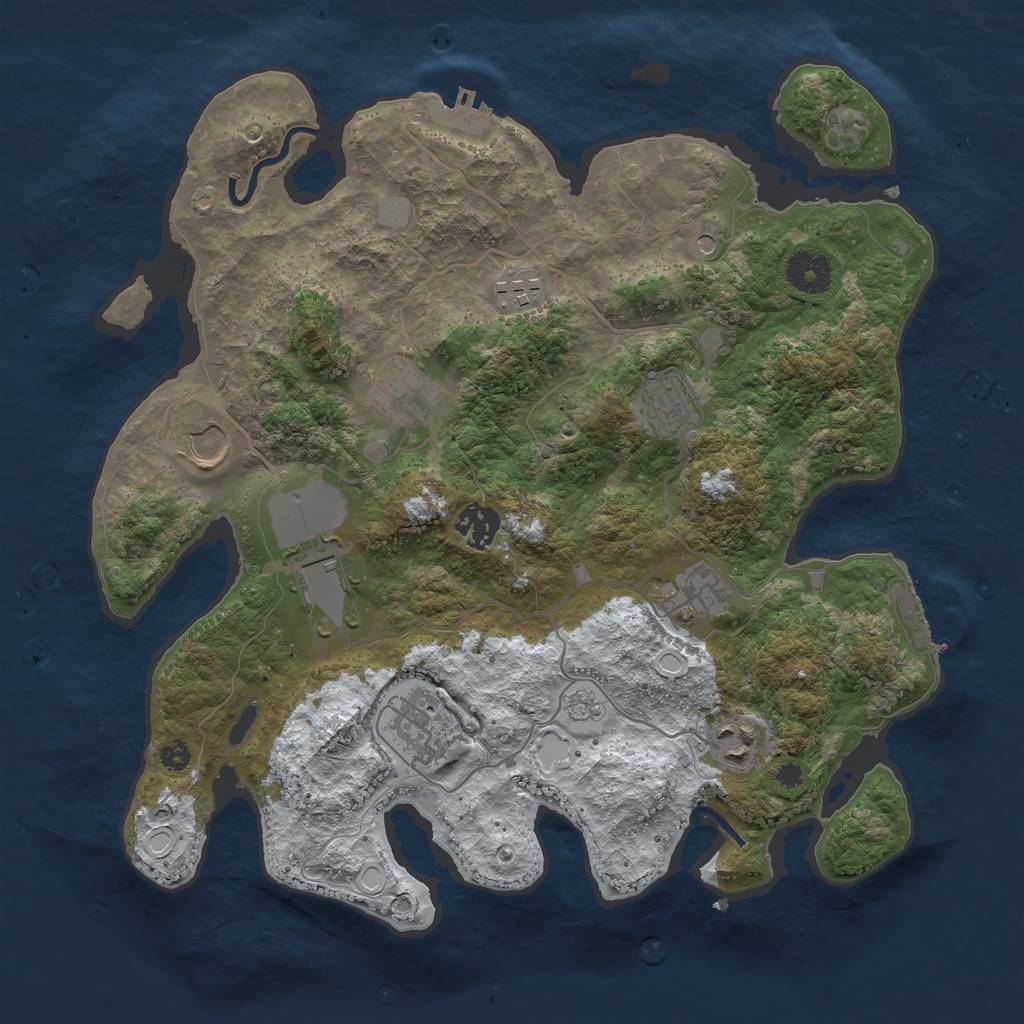 Rust Map: Procedural Map, Size: 3500, Seed: 734562895, 18 Monuments