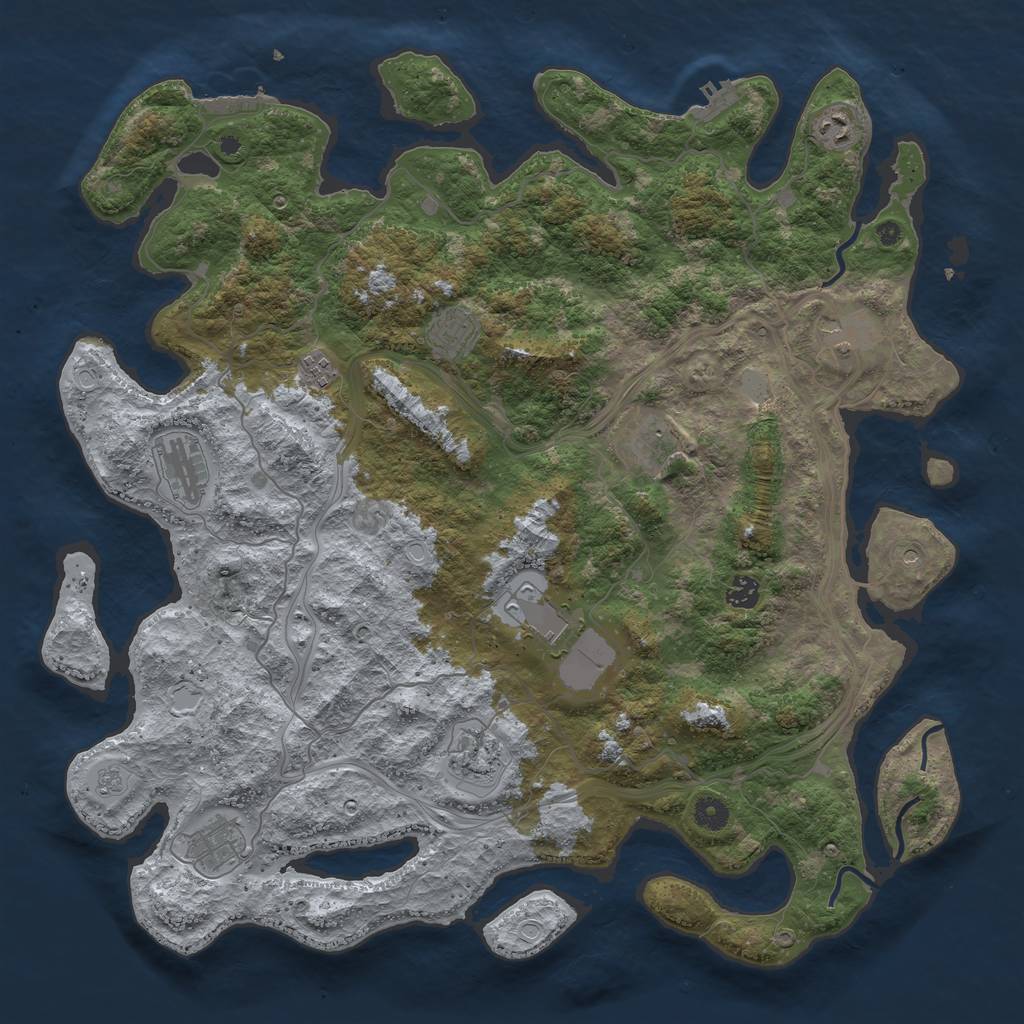 Rust Map: Procedural Map, Size: 4500, Seed: 1160962755, 19 Monuments