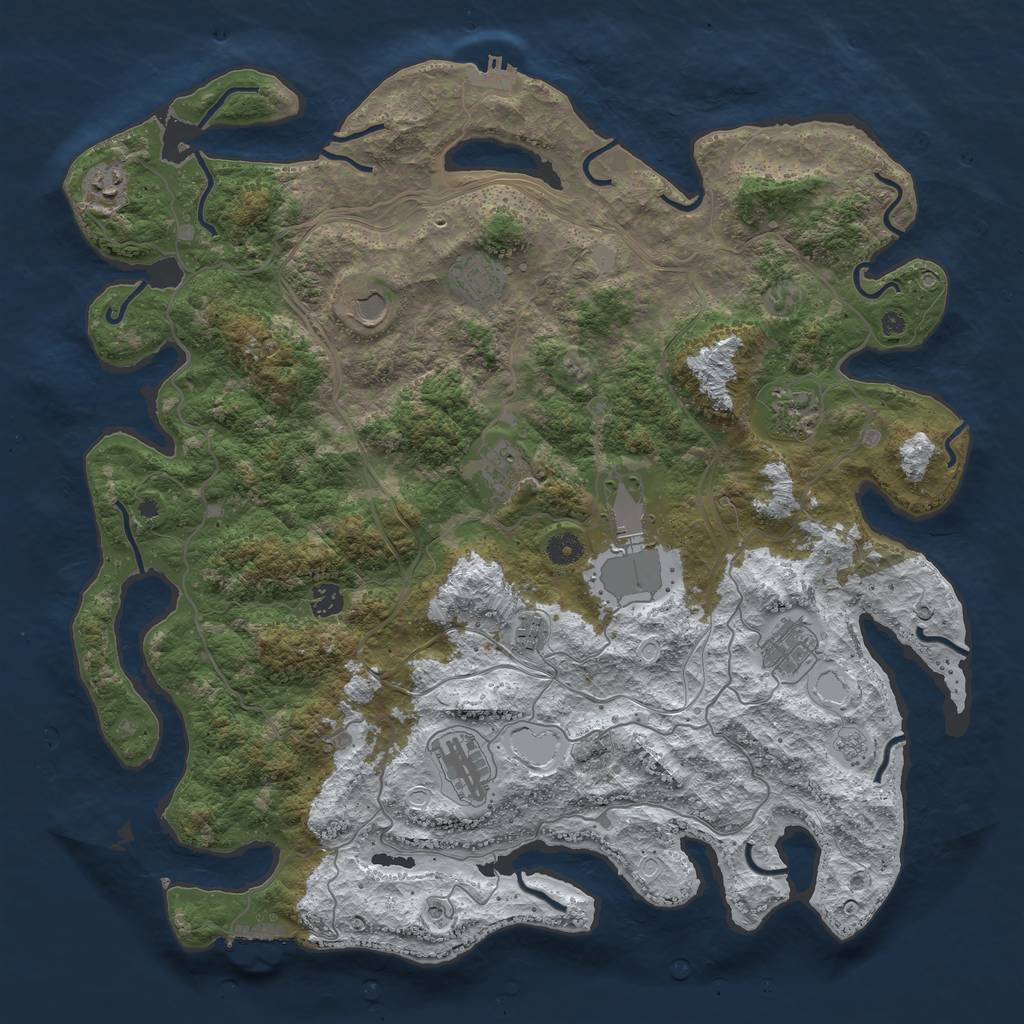 Rust Map: Procedural Map, Size: 4500, Seed: 1031855407, 19 Monuments